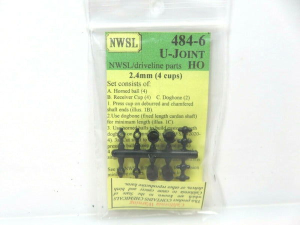 Northwest Short Line NWSL 484-6 Driveline Universal U-Joint 2.4mm Shaft HO Scale image 0