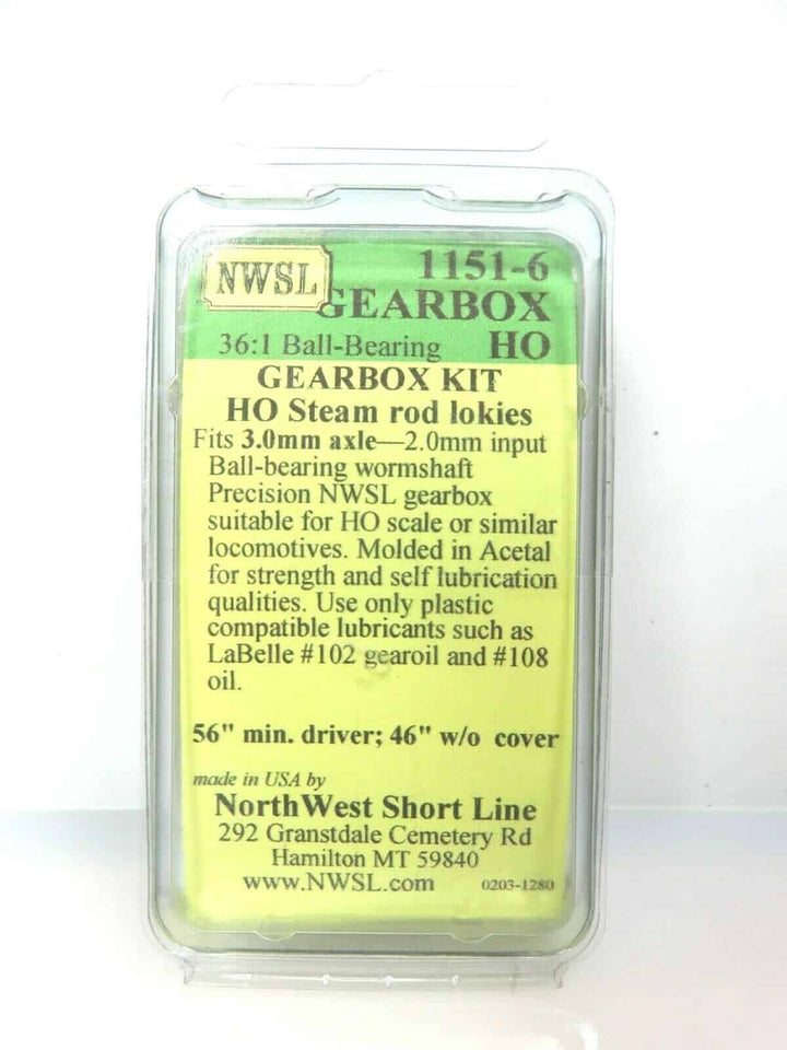 Northwest Short Line #1151-6 NWSL 0.3 Mod 36-1 Non-Idler BB Gearbox Kit 3mm Axle image 1