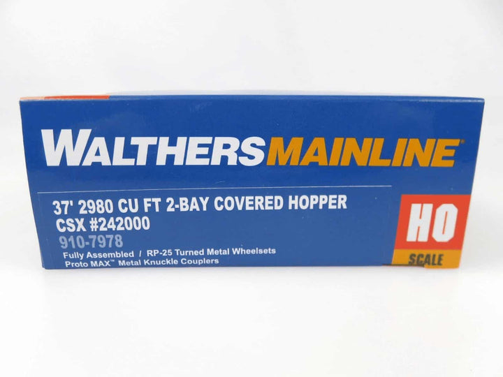 Walthers 910-7978 HO Scale CSX 37' 2980 cu ft. 2-Bay Covered Hopper #242000 image 2
