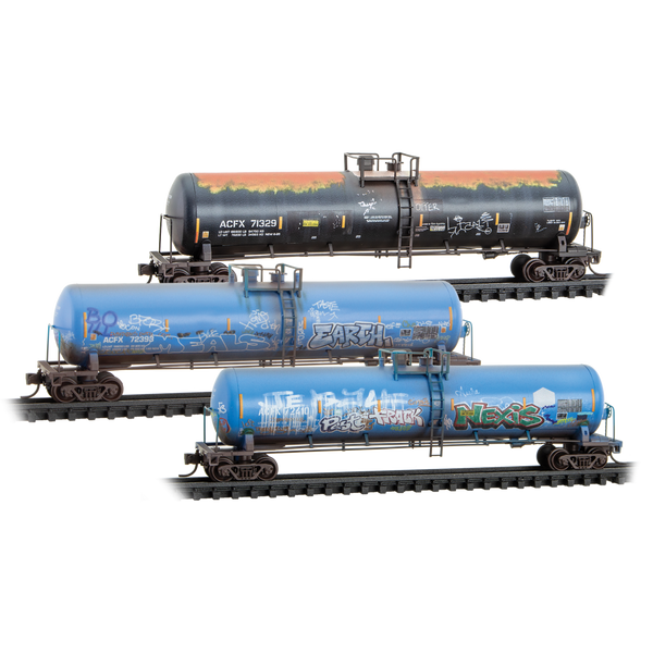 Micro Trains N Scale 98305101 ACFX 56' General Service Tank Cars Weathered 3 PK