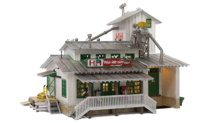 Woodland Scenics BR5059 Built and Ready HO Scale H&amp;H Feed Mill NIB image 1