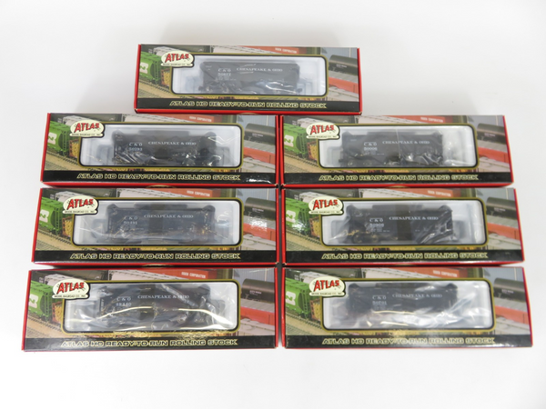 Atlas 1890B HO Scale 2-Bay Open Hopper Oval End C&O Chesapeake Ohio Lot of 7