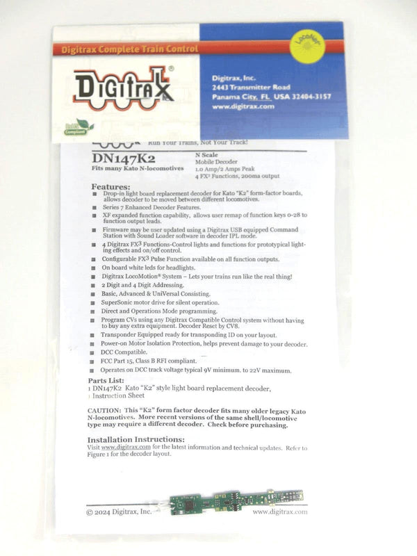 Digitrax DN147K2 N Scale Decoder for Kato Fits Many N scale Locomotives image 0