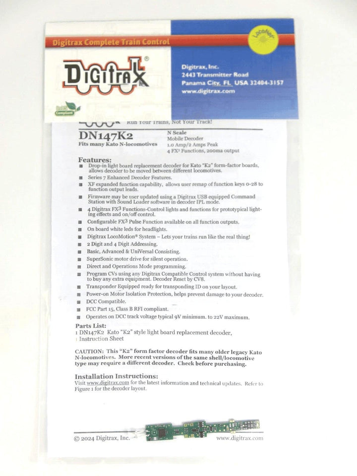 Digitrax DN147K2 N Scale Decoder for Kato Fits Many N scale Locomotives image 0