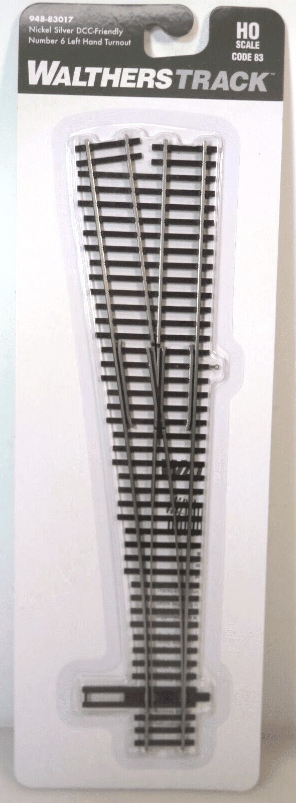 Walthers Track 948-83017 Code 83 Nickel Silver DCC Friendly #6 LH Turnout/Switch image 1