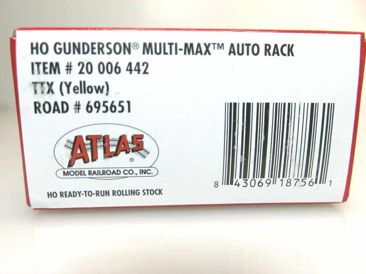Atlas 20006442 HO Gunderson Multi-Max Auto Rack TTX Yellow #695651 image 1