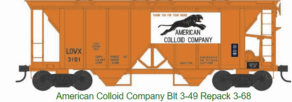 Bowser #43242 HO Scale 70-Ton 2-Bay Covered Hopper American Colloid Company 3103 image 0