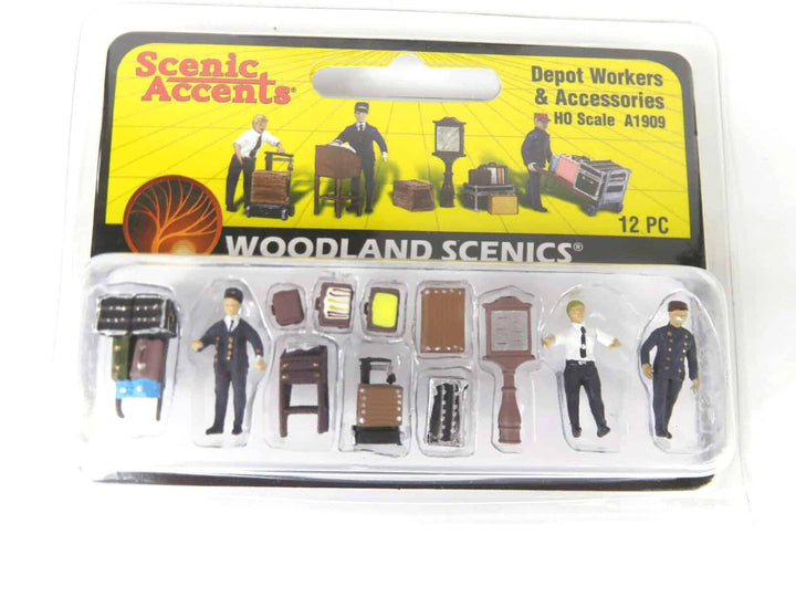 Woodland Scenics A1909 HO Scale Depot Workers &amp; Accessories 12pc image 1