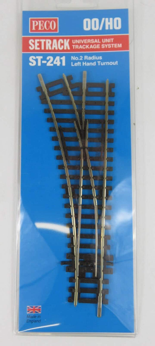 Peco Setrack ST-241 HO Scale No. 2 Radius Code 100 LH Left Hand Turnout Switch image 0
