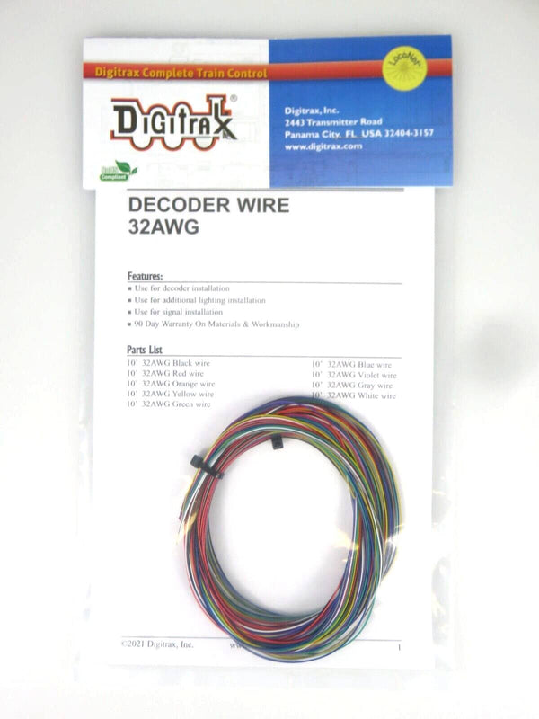 Digitrax Decoder Wire 32AWG 9 NMRA Colors 10ft each image 0